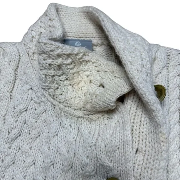 Aran Woollen Mills Super Soft Merino 3 Button Sweater Ivory Medium - Picture 5 of 9